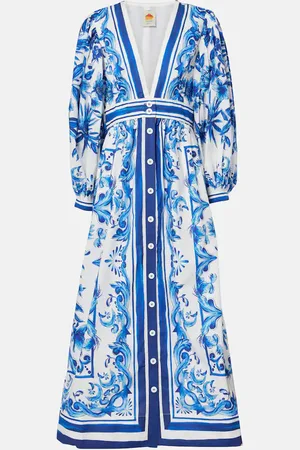 Farm Rio Garden Tiles cotton shirt dress