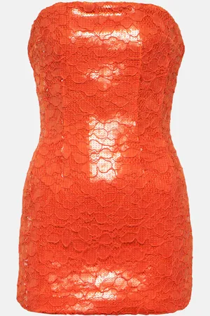 LAQUAN SMITH Floral lace strapless minidress