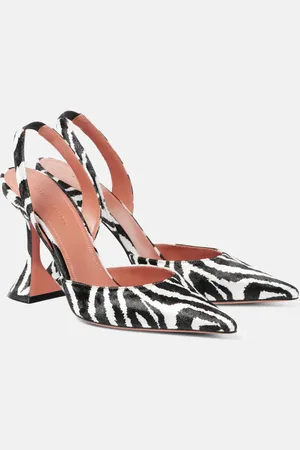 Amina Muaddi Holli zebra-print velvet slingback pumps