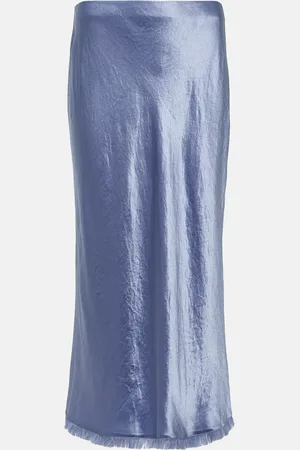 Vince Fringed satin midi skirt