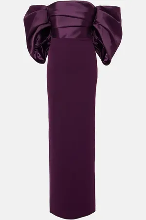 Solace Arla off-shoulder twill and crÃªpe gown