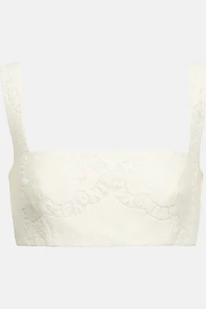 VALENTINO Embroidered cotton-blend bralette