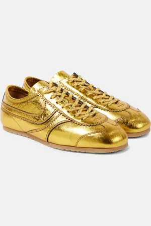 DRIES VAN NOTEN Metallic leather sneakers