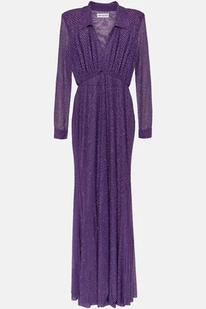 Self-Portrait Embellished mesh maxi dress