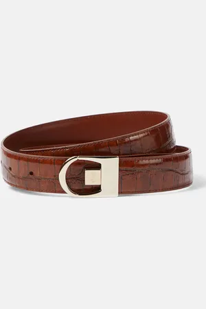 Saint Laurent Reversible croc-effect leather belt