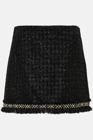 VERSACE Embellished metallic tweed miniskirt