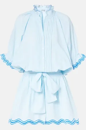 Juliet Dunn Embroidered cotton and linen minidress