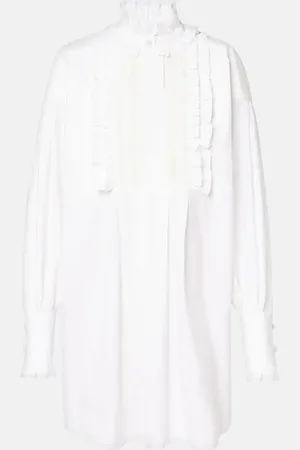 VALENTINO Ruffled cotton, linen, and silk minidress