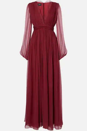 Giambattista Valli Lace-trimmed silk georgette gown