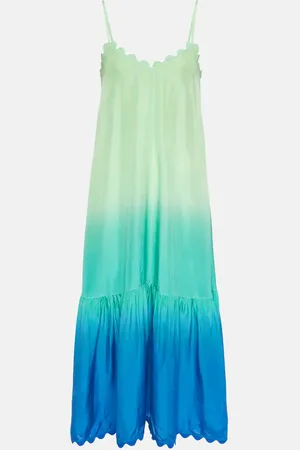 Juliet Dunn Scalloped ombrÃ© cotton midi dress