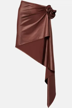 MAGDA BUTRYM Floral-appliquÃ© satin miniskirt