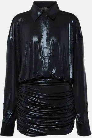 Norma Kamali Ruched lamÃ© shirt dress