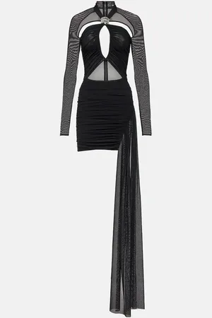 DAVID KOMA Asymmetric cutout jersey minidress