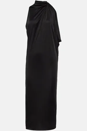 VERSACE Cutout turtleneck satin midi dress