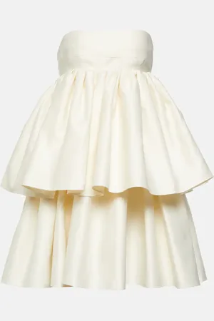 ROTATE Strapless twill minidress