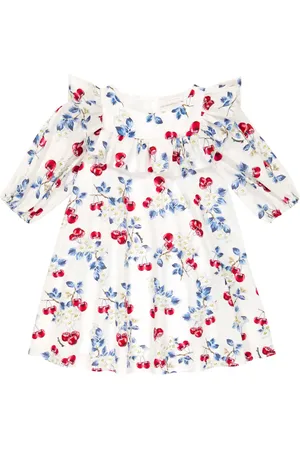 MONNALISA Cherry cotton poplin printed dress