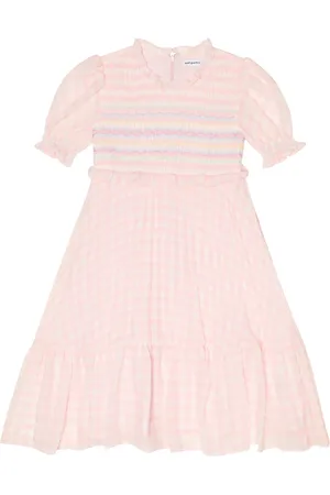Self-Portrait Gingham smocked chiffon dress