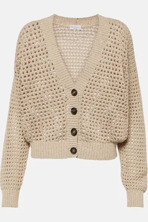 Brunello Cucinelli Sequined open-knit cotton-blend cardigan