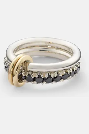 SPINELLI KILCOLLIN Enzo SG Noir sterling and 18kt gold linked rings with black diamonds