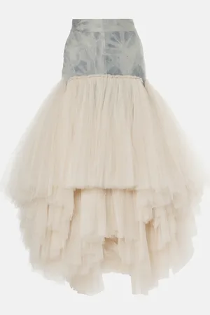 MATICEVSKI Graceful denim and tulle maxi skirt