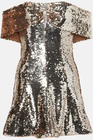 Self-Portrait Off-shoulder sequined minidress