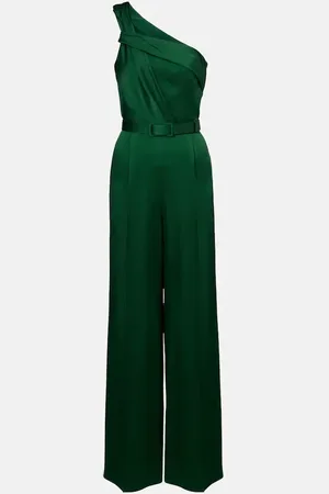 Max Mara Gioire belted one-shoulder satin jumpsuit