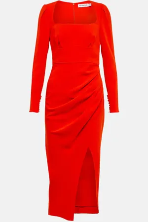 Self-Portrait CrÃªpe ruched midi dress