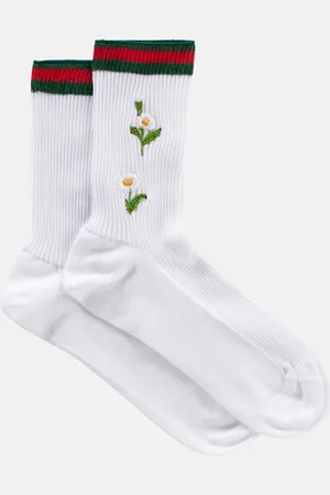 Gucci Embroidered cotton-blend socks