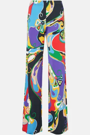Puccini Orchidee jersey satin straight pants