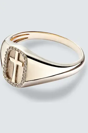 Sydney Evan Cross Icon 14kt ring with diamonds