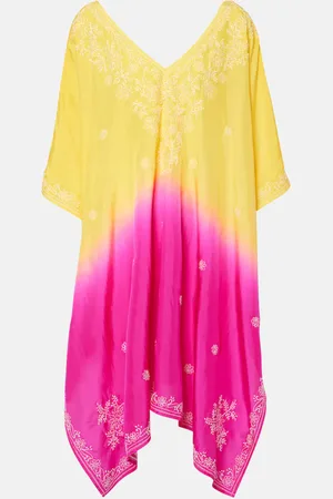Juliet Dunn Embroidered ombrÃ© silk kaftan