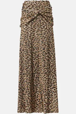 Paco rabanne Tiger gathered lamÃ© maxi skirt