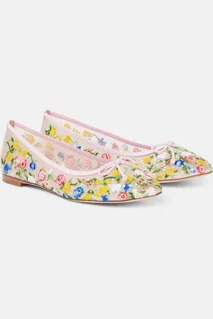 Manolo Blahnik Verdino embroidered mesh ballet flats