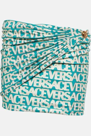 VERSACE Logo ruched miniskirt