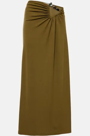 CHRISTOPHER ESBER Tri Crystal Stone ruched maxi skirt