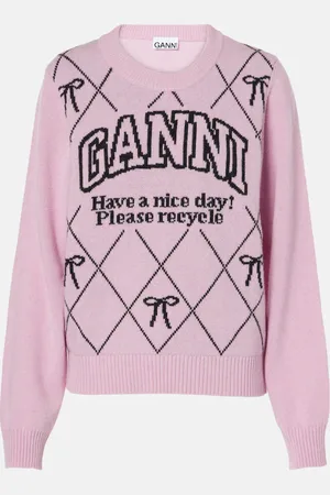 Ganni Logo intarsia wool-blend sweater