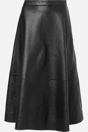 Balenciaga Leather midi skirt