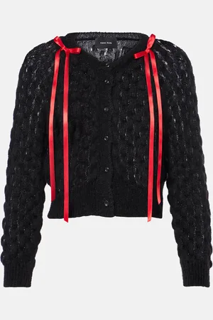 Simone Rocha Bow-detail open-knit wool-blend cardigan