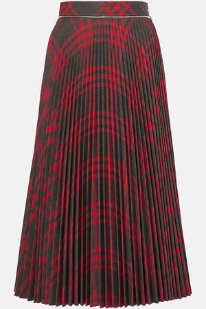 Burberry Check plissÃ© midi skirt