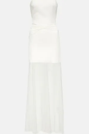 DAVID KOMA Bridal strapless gathered cady gown