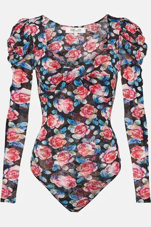 Diane von Furstenberg Erik floral mesh bodysuit