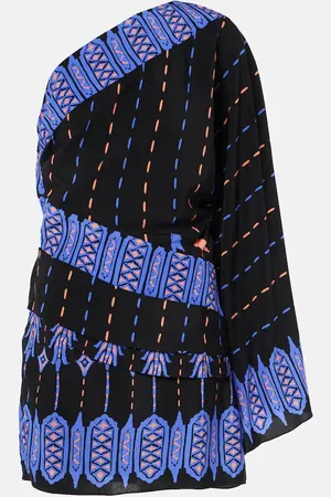JOHANNA ORTIZ Printed one-shoulder silk minidress