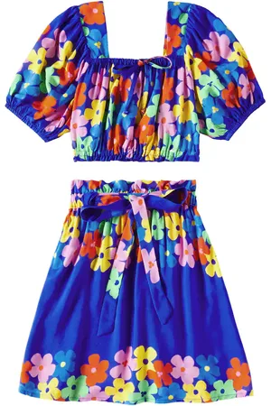 FÁBULA FÃ¡bula Saia Cor-De-Flor cotton top and skirt set