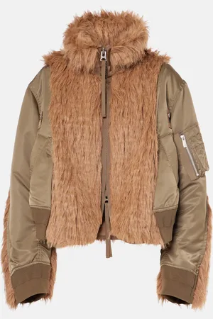SACAI Faux fur and technical jacket