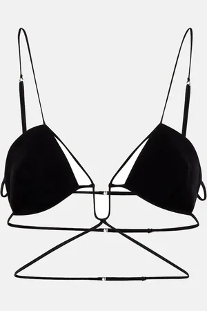 Nensi Dojaka Tie-trimmed gabardine bra