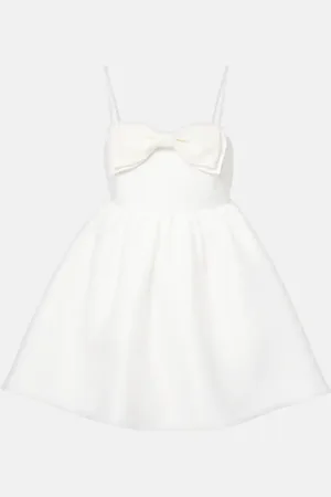 Self-Portrait Bow-detail beaded taffeta minidress