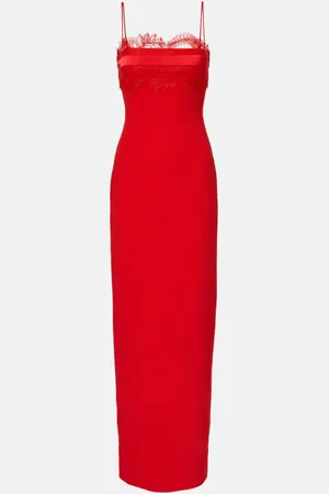 DAVID KOMA Lace-trimmed cady gown