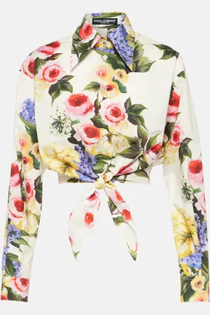 Dolce & Gabbana Floral cropped cotton poplin shirt