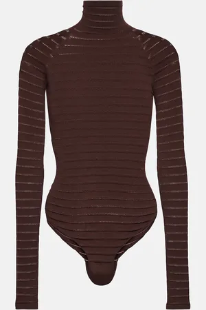 Alaïa AlaÃ¯a Striped turtleneck bodysuit
