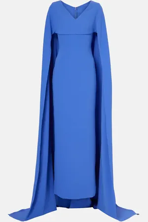 Solace Morgan caped crÃªpe gown